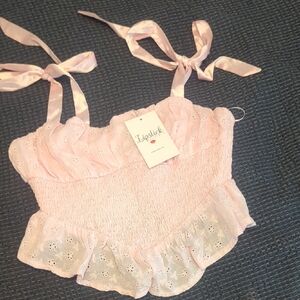 Satin Strap Eyelet Top